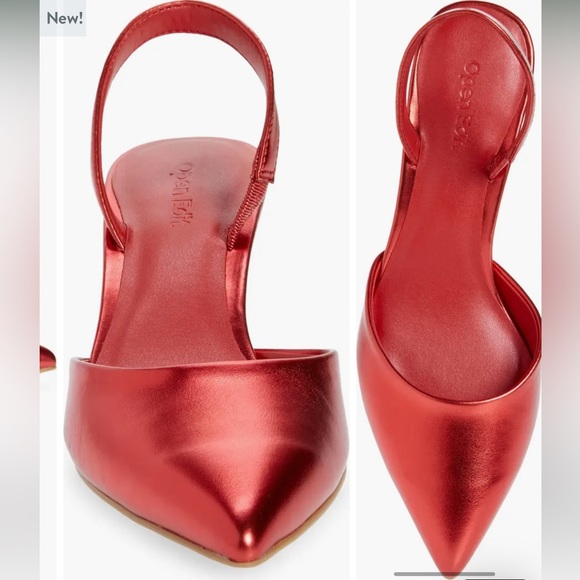 Open Edit Metallic Slingback Heel - Picture 2 of 3